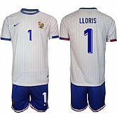 Men's France #1 Hugo Lloris White 2024-25 Away Soccer Jersey Suit,baseball caps,new era cap wholesale,wholesale hats